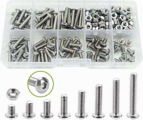 Elantek 480Pcs Metric M2 M2.5 M3 304-Stainless Steel Button Head Hex Socket Cap Bolts Screws Nuts Assortment Kit in Saudi Arabia