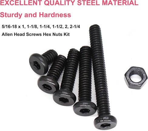 cSeao 60pcs 5/16"-18 Black Hex Socket Cap Screws and 5/16-18 Hex Nuts Assortment Kit, 1" 1-1/8" 1-1/4" 1-1/2" 2" 2-1/4" in Saudi Arabia