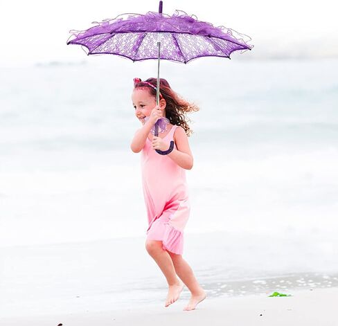 Atyhao Lace Umbrella Cotton Vintage Bridal Lace Umbrella For Wedding Parasol Costume For Parties Dancing Photography Prop Decoration(purple) in Kuwait