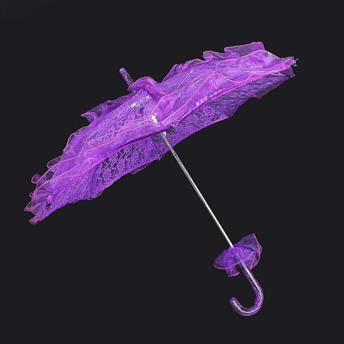 Atyhao Lace Umbrella Cotton Vintage Bridal Lace Umbrella For Wedding Parasol Costume For Parties Dancing Photography Prop Decoration(purple) in Kuwait