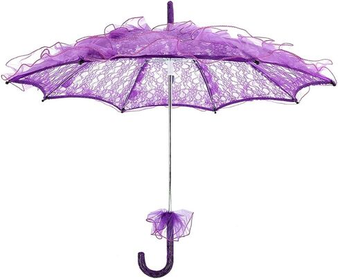 Atyhao Lace Umbrella Cotton Vintage Bridal Lace Umbrella For Wedding Parasol Costume For Parties Dancing Photography Prop Decoration(purple) in Kuwait