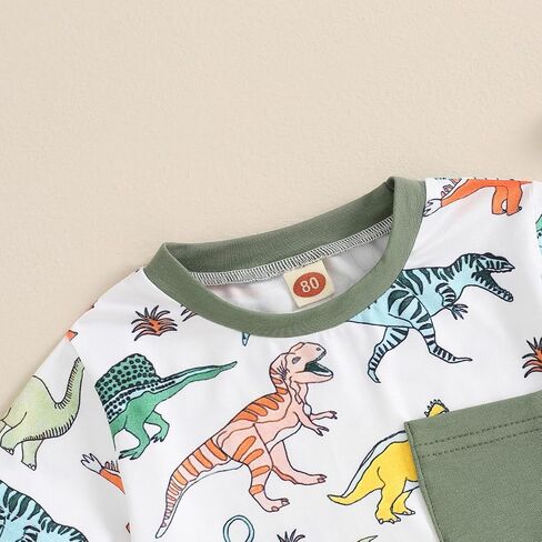 Toddler Baby Boy Summer Outfits Dinosaur Print Short Sleeve T-Shirts Tops and Drawstring Shorts Set Casual Clothes in Saudi Arabia