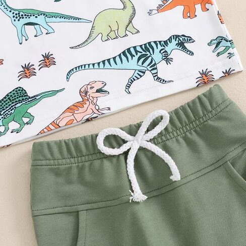 Toddler Baby Boy Summer Outfits Dinosaur Print Short Sleeve T-Shirts Tops and Drawstring Shorts Set Casual Clothes in Saudi Arabia