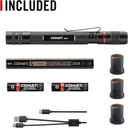COAST HP3R 500 Lumen Rechargeable LED Penlight with TWIST FOCUS, Black in Saudi Arabia