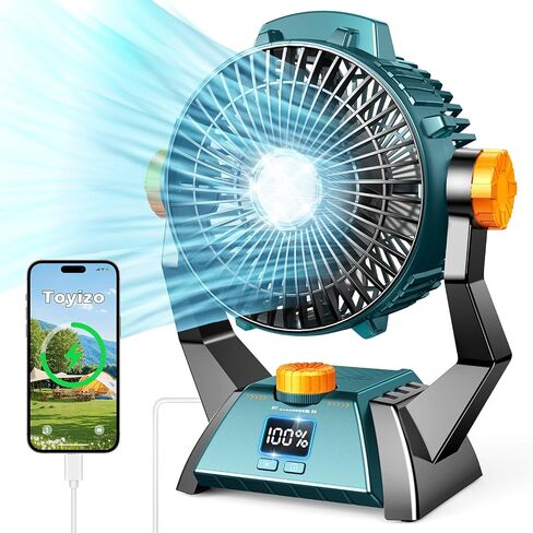 Camping Fan - Portable Personal Fan 20000mAh for 48Hrs Cooling, Dual Motor & Dual Fan Blade Battery Powered Fan, Rechargeable Tent Fan with Timers for Fishing, Hurricane Season, Outdoor in Saudi Arabia