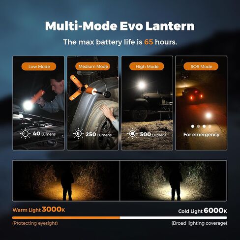 FLEXTAILGEAR المحمولة EVO فانوس، LED التخييم فانوس USB قابلة للشحن بطارية 12000mAh تلسكوبي في الهواء الطلق مصباح يدوي EPS مقاوم للماء SOS ضوء مع تصميم مغناطيسي للمشي لمسافات طويلة والتخييم والعطلات in Kuwait