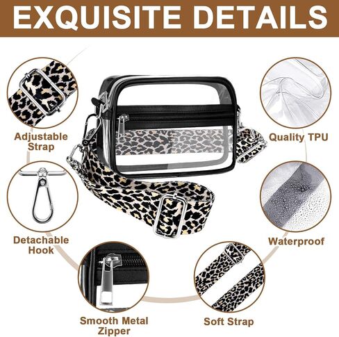 Clear Crossbody Purse Bag for Women, Stadium Approved Small Clear Purse TPU Trendy Bag for Concerts Sports Events in Saudi Arabia