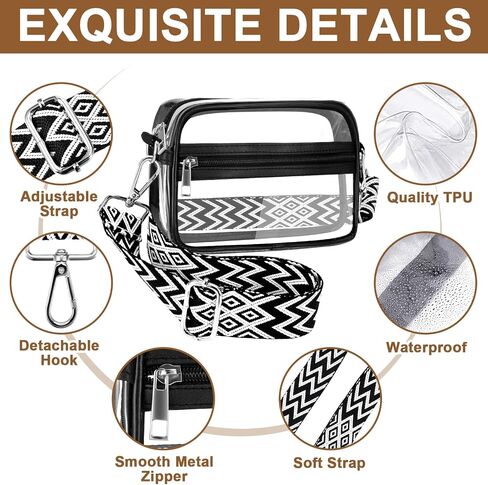 Clear Crossbody Purse Bag for Women, Stadium Approved Small Clear Purse TPU Trendy Bag for Concerts Sports Events in Saudi Arabia
