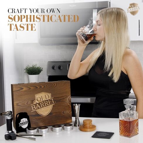 Premium Cocktail Smoker Kit with Torch-4 Wood Chips-Old Fashioned Cocktail Kit-Whiskey Smoker-Perfect Bourbon Gifts for Men Father's Day-Bourbon Smoker (Without Butane) (Large) in Saudi Arabia