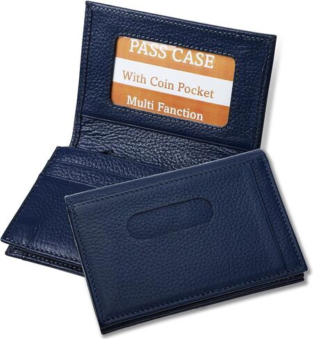 Business Card Holder, Men's License Case, Coin Pocket Included, Magazine Listing, Card Case, Pass Case, Japan Quality, Genuine Leather, Bifold (Black) in Saudi Arabia