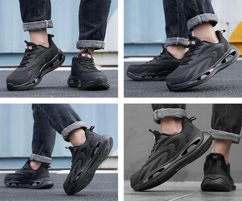 أحذية LARNMERN بمقدمة فولاذية واسعة للرجال أحذية رياضية للعمل خفيفة الوزن وآمنة ومريحة، أحذية تنس غير قابلة للتدمير وقابلة للتنفس (12 رجل عريض، أسود) in Kuwait