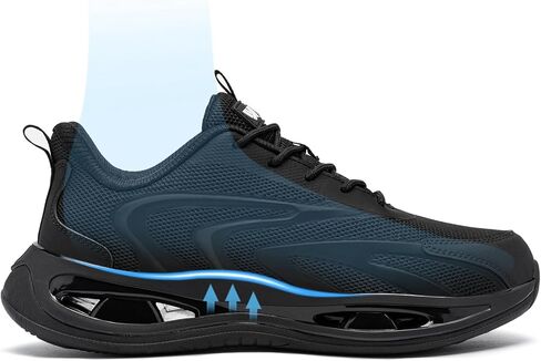 أحذية LARNMERN بمقدمة فولاذية واسعة للرجال أحذية رياضية للعمل خفيفة الوزن وآمنة ومريحة، أحذية تنس غير قابلة للتدمير وقابلة للتنفس (12 رجل عريض، أسود) in Kuwait