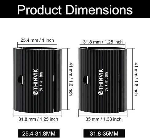 Thinvik Bike Handlebar Shim 25.4 to 31.8 mm/ 31.8-35 mm Aluminum Alloy Bicycle Handlebar Conversion Shims Adapter for MTB Mountain Bike Cycling - 1 Pair in Saudi Arabia