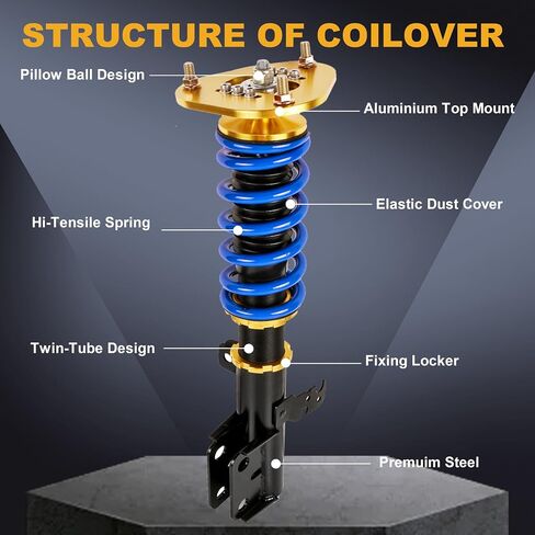 KUIPERAUTO Coilovers خفض الدعامات المتوافقة مع 2005 2006 2007 2008 2009 2010 Scion TC أمامي + خلفي للصدمات قابل للتعديل ارتفاع تعليق لفائف الربيع تبختر (مجموعة من 4) in Saudi Arabia