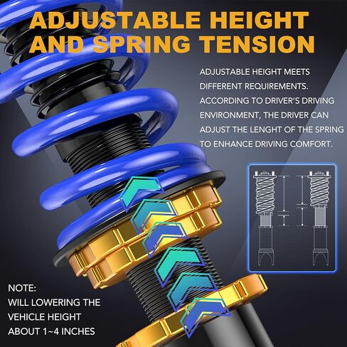 KUIPERAUTO Coilovers خفض الدعامات المتوافقة مع 2005 2006 2007 2008 2009 2010 Scion TC أمامي + خلفي للصدمات قابل للتعديل ارتفاع تعليق لفائف الربيع تبختر (مجموعة من 4) in Saudi Arabia