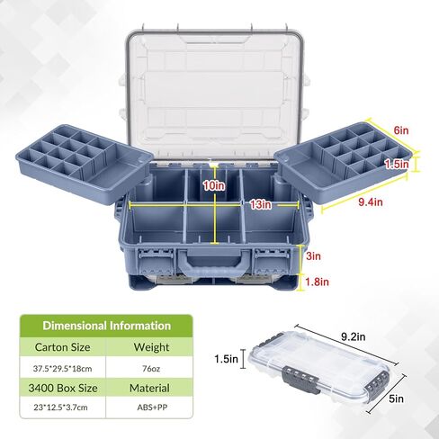 THKFISH Waterproof Tackle Box, Portable Fishing & Tackle Storage Box with Two 3500 Stowaway Boxes and Removable Dividers, Premium Tackle Storage,Green/Pink/Blue in Saudi Arabia