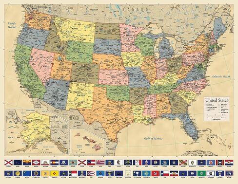 Giant USA Map - Mega Map of the United States of America - US Map Chart - Laminated - 46" x 60" [Yellow] in Saudi Arabia