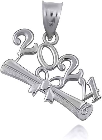 Claddagh Gold .925 Sterling Silver Class Of 2024 Graduation Diploma Infinity Ribbon Pendant Necklace and Pendant Only in Saudi Arabia