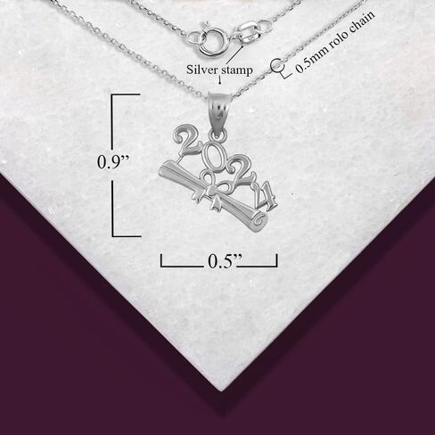 Claddagh Gold .925 Sterling Silver Class Of 2024 Graduation Diploma Infinity Ribbon Pendant Necklace and Pendant Only in Saudi Arabia