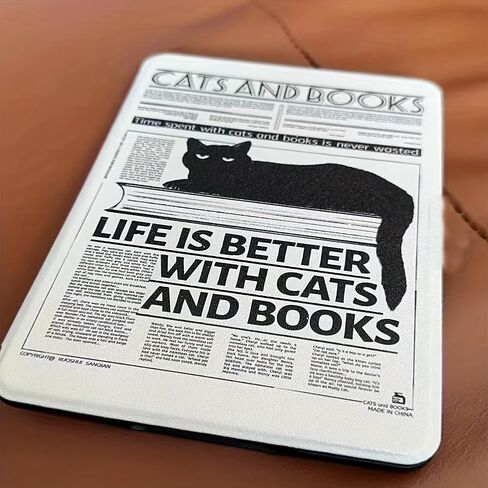 حافظة ANTER متوافقة مع جهاز Kindle Paperwhite مقاس 6.8 بوصات (الجيل الحادي عشر - 2021) وإصدار Kindle Paperwhite Signature Edition، غطاء جلد PU ممتاز مع خاصية التنبيه التلقائي للنوم (White Cat) in Kuwait