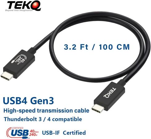 TEKQ [معتمد من Intel] كابل Thunderbolt 3 (2.3 قدم/0.7 متر) (USB-C إلى USB-C)، يدعم شحن 100 وات / نقل بيانات بسرعة 40 جيجابت في الثانية (متوافق مع Thunderbolt 4، USB 4، USB 3.1 الجيل 1 و2)(70 ) in Kuwait