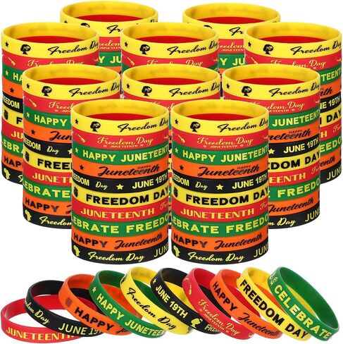 Kigeli 300 Pcs Juneteenth Party Rubber Bracelets Black American Independence Day Holiday Party Supplies Party Gifts Freedom Day Patriotic Party Supplies Goodie Bag Stuffers Fillers Silicone Wristbands in Saudi Arabia