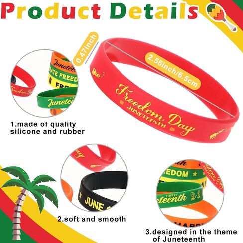 Kigeli 300 Pcs Juneteenth Party Rubber Bracelets Black American Independence Day Holiday Party Supplies Party Gifts Freedom Day Patriotic Party Supplies Goodie Bag Stuffers Fillers Silicone Wristbands in Saudi Arabia