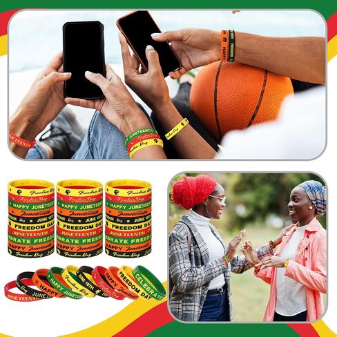 Kigeli 300 Pcs Juneteenth Party Rubber Bracelets Black American Independence Day Holiday Party Supplies Party Gifts Freedom Day Patriotic Party Supplies Goodie Bag Stuffers Fillers Silicone Wristbands in Saudi Arabia