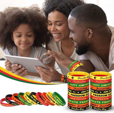 Kigeli 300 Pcs Juneteenth Party Rubber Bracelets Black American Independence Day Holiday Party Supplies Party Gifts Freedom Day Patriotic Party Supplies Goodie Bag Stuffers Fillers Silicone Wristbands in Saudi Arabia