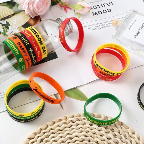 Kigeli 300 Pcs Juneteenth Party Rubber Bracelets Black American Independence Day Holiday Party Supplies Party Gifts Freedom Day Patriotic Party Supplies Goodie Bag Stuffers Fillers Silicone Wristbands in Saudi Arabia