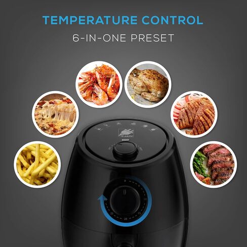 J-Jati Air Fryer Cool Touch Housing Dial/Digital Hot Air Healthy Frying Oil-Free AirFryer Auto Shutoff, Dishwasher safe parts, Space Saving Black (2.0L) in Saudi Arabia