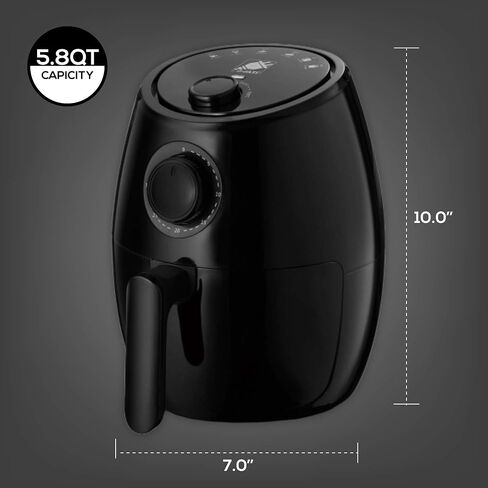 J-Jati Air Fryer Cool Touch Housing Dial/Digital Hot Air Healthy Frying Oil-Free AirFryer Auto Shutoff, Dishwasher safe parts, Space Saving Black (2.0L) in Saudi Arabia