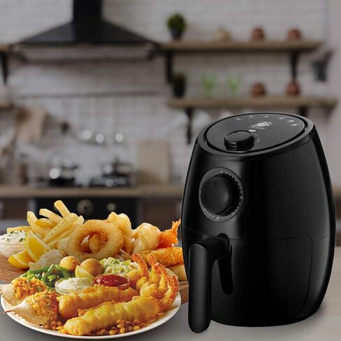 J-Jati Air Fryer Cool Touch Housing Dial/Digital Hot Air Healthy Frying Oil-Free AirFryer Auto Shutoff, Dishwasher safe parts, Space Saving Black (2.0L) in Saudi Arabia