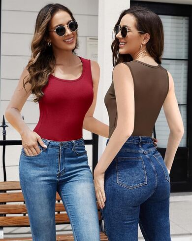 Womens Tank Tops Summer Sleeveless Basic Cami Top Shirt Round Neck Sexy Slim Fitted Tops Racerback Blouses in Saudi Arabia