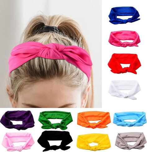 SOCOKING 12pcs Headband Elastic Baby Headband Baby with Newborn Hair Bows for Toddler Baby Girls Infants (12 solid colors) in Saudi Arabia