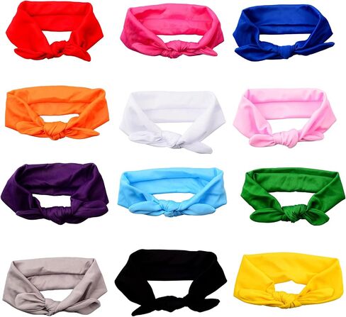 SOCOKING 12pcs Headband Elastic Baby Headband Baby with Newborn Hair Bows for Toddler Baby Girls Infants (12 solid colors) in Saudi Arabia