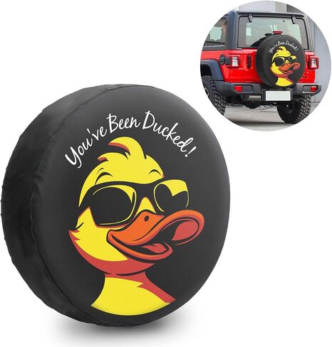 غطاء الإطارات الاحتياطية Sosolong Cool Duck، 17 بوصة لقطر الإطار 31.49 بوصة - 32.67 بوصة، أغطية العجلات المصنوعة من جلد البولي يوريثان المقاوم للماء مناسبة لـ JL، JK، المقطورات، RV، سيارات الدفع الرباعي، والشاحنات. in Kuwait