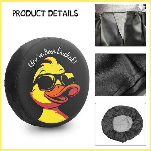 غطاء الإطارات الاحتياطية Sosolong Cool Duck، 17 بوصة لقطر الإطار 31.49 بوصة - 32.67 بوصة، أغطية العجلات المصنوعة من جلد البولي يوريثان المقاوم للماء مناسبة لـ JL، JK، المقطورات، RV، سيارات الدفع الرباعي، والشاحنات. in Kuwait