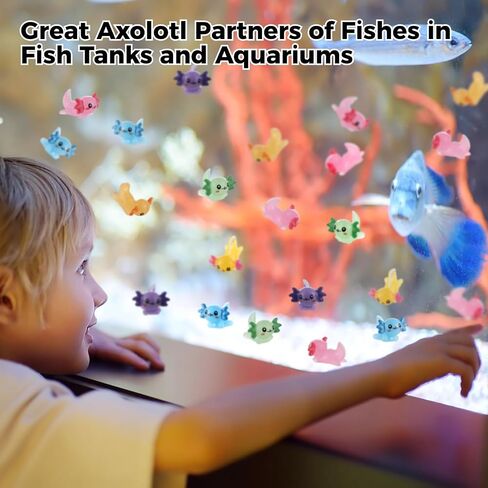 Lnrueg 48 PCS Mini Axolotl Resin Charms Mini Axolotl Resin Figurine Toy Miniature Axolotl Ornament Tiny Animal Figures for DIY Garden Dollhouse Birthday Party Decoration Aquarium in Saudi Arabia