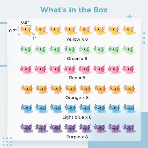 Lnrueg 48 PCS Mini Axolotl Resin Charms Mini Axolotl Resin Figurine Toy Miniature Axolotl Ornament Tiny Animal Figures for DIY Garden Dollhouse Birthday Party Decoration Aquarium in Saudi Arabia