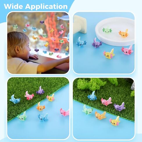 Lnrueg 48 PCS Mini Axolotl Resin Charms Mini Axolotl Resin Figurine Toy Miniature Axolotl Ornament Tiny Animal Figures for DIY Garden Dollhouse Birthday Party Decoration Aquarium in Saudi Arabia