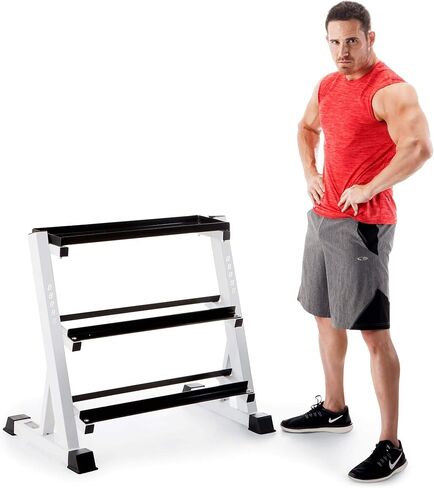 حامل أثقال فولاذي من 3 طبقات من مارسي لتخزين معدات الوزن وحامل منظم للتدريبات المنزلية والصالة الرياضية، الدمبل غير متضمنة in Kuwait