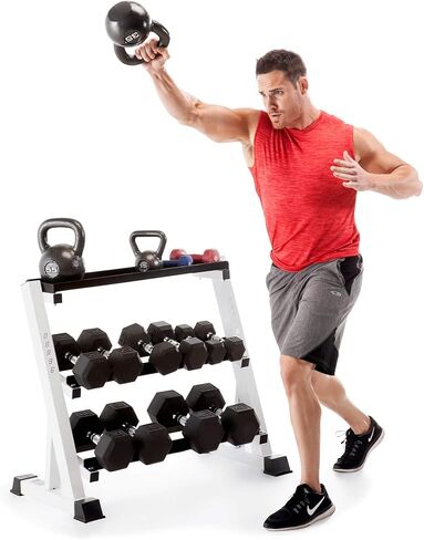 حامل أثقال فولاذي من 3 طبقات من مارسي لتخزين معدات الوزن وحامل منظم للتدريبات المنزلية والصالة الرياضية، الدمبل غير متضمنة in Kuwait