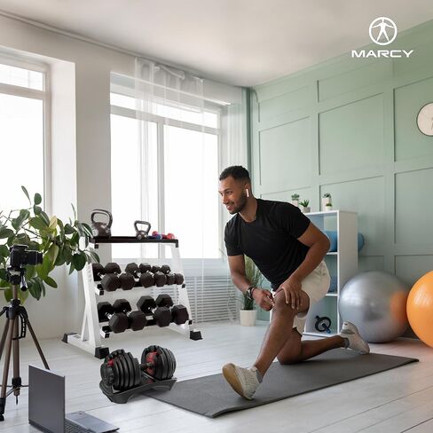 حامل أثقال فولاذي من 3 طبقات من مارسي لتخزين معدات الوزن وحامل منظم للتدريبات المنزلية والصالة الرياضية، الدمبل غير متضمنة in Kuwait