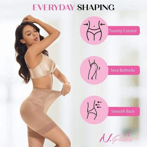 n.fiosta شورت حريري سهل الانزلاق للنساء، شورت عالي الخصر بدون خياطة خفيف إلى متوسط ​​للتحكم في البطن للفساتين الداخلية in Kuwait