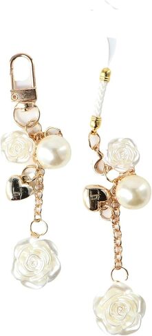 Leadigol 2PCS Rose Keychain Pendents Flower Keyring,Cute Smart Phone Strap Lanyards,Rose Pendant Keyring for Women Girls Purse Handbag Decor in Saudi Arabia