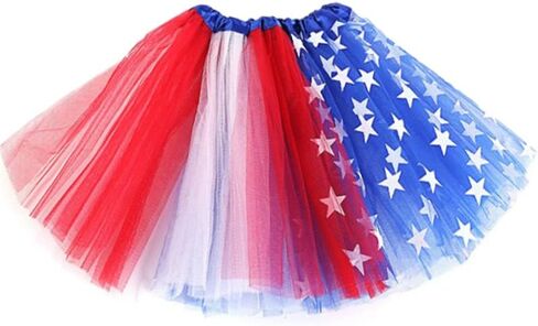 REETAN Women's Tutu Star Tulle Tutu Skirt 4th of July Layered Tutu Skirt Fashion Tutus Costume for Women and Girls in Kuwait