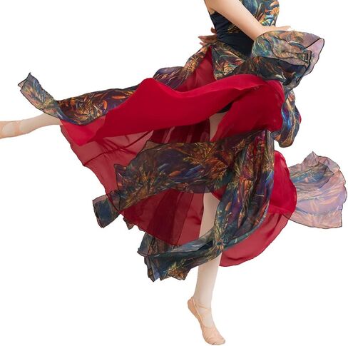 ROYAL SMEELA Lyrical Dance Skirt Chiffon Long Skirt Lyrical Skirts for Women Flowy Dance Skirts Lyrical Dance Costume in Saudi Arabia