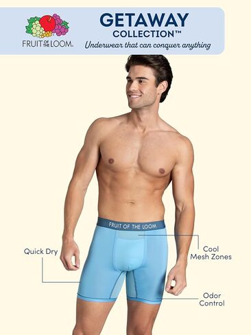 Fruit of the Loom Men's Getaway Boxer Briefs, Lightweight Breathable Fabric, Quick Dry & Odor Control in Saudi Arabia