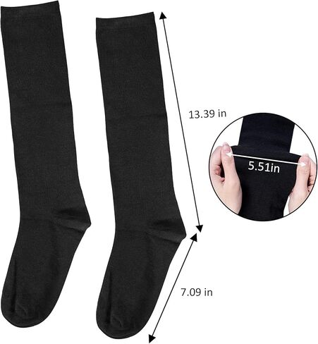 Senker Fashion Women's 4 Pairs Knee High Casual Solid Knit Socks, L Black(4 Pairs) in Kuwait